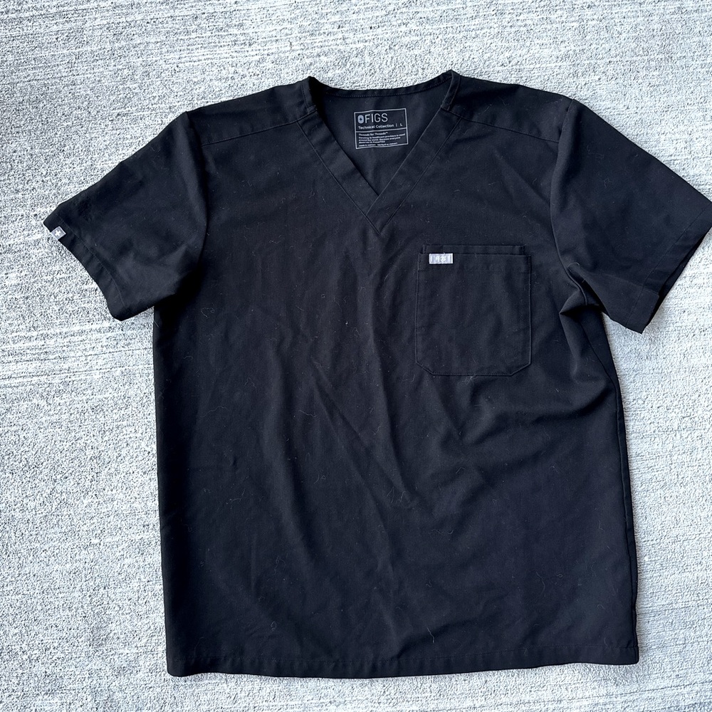 Men’s Black Figs Scrub Top Size L